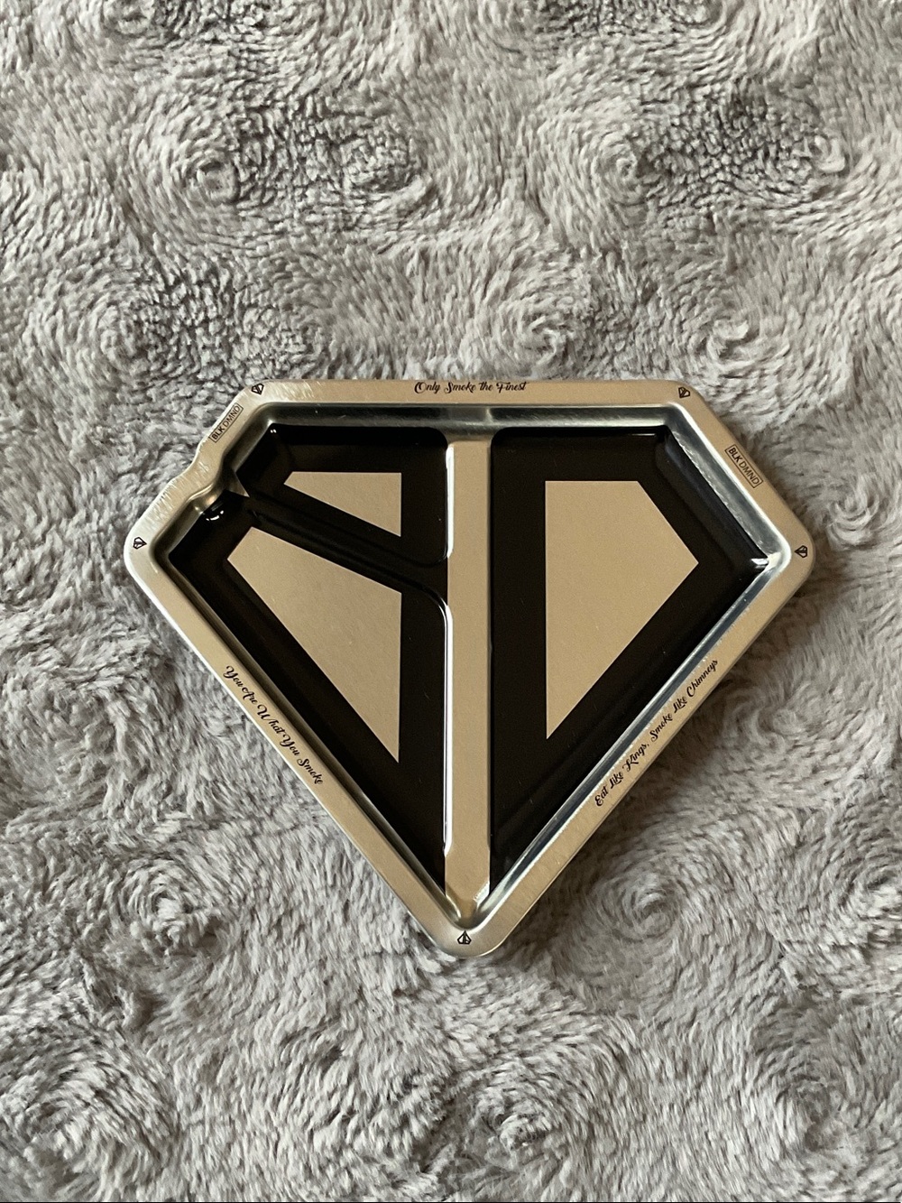 Silver and Black Diamond-Shaped Rolling Tray